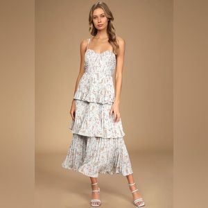 Lulus Cascading Crush Tiered Bustier Midi Dress (worn once)